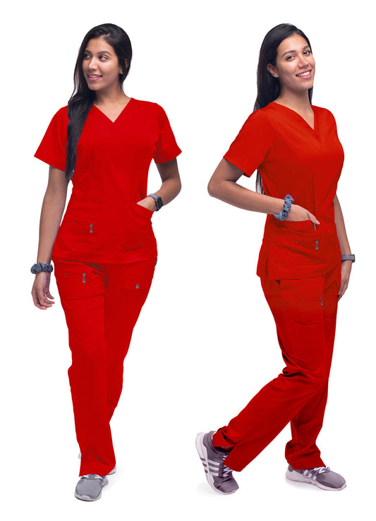 Adar Women's Breakthrough Plus Scrub Set Pro Collection (RED)