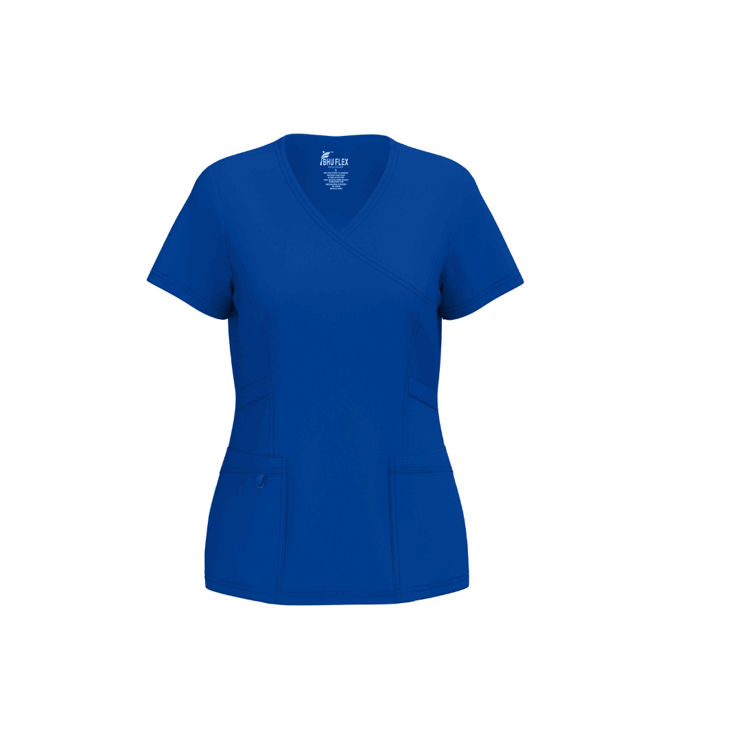 Flexxione Unisex V-Neck Tunic 3 Pocket Scrub Top by Beverly Hills Royal Blue