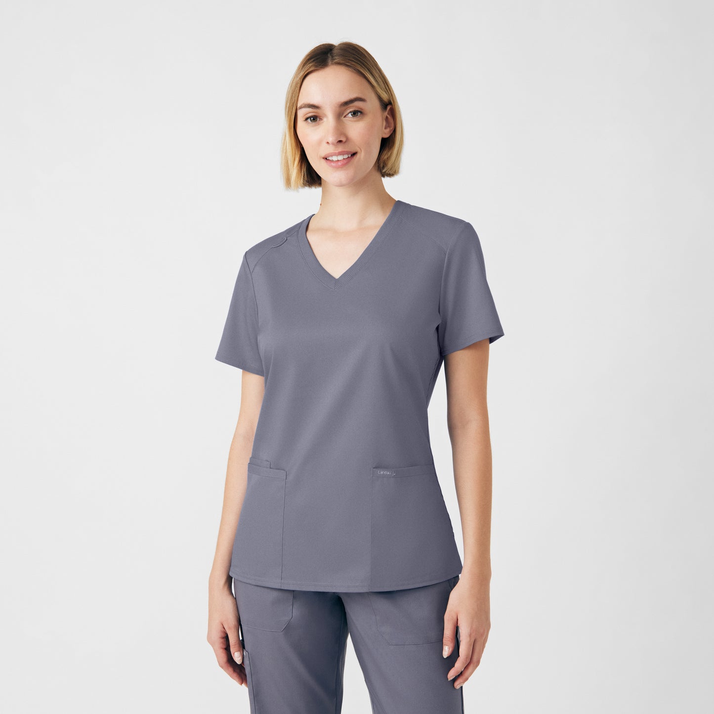 WOMEN'S - Landau ProFlex Women's 3-Pocket V-Neck Top Steel Grey