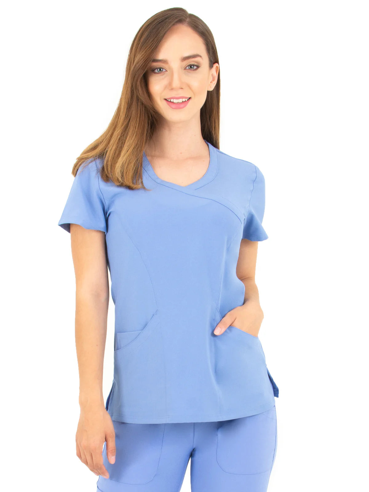 Life Threads Women's Contego Stretch V-Neck Top Ceil Blue