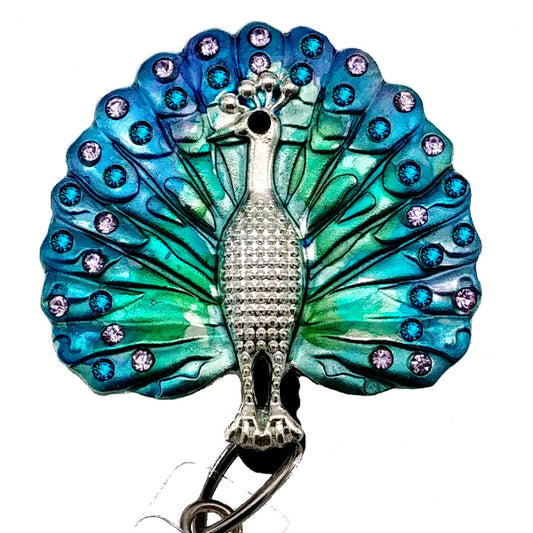 Blue Peacock - Sassy Badge Retractable Badge Reels