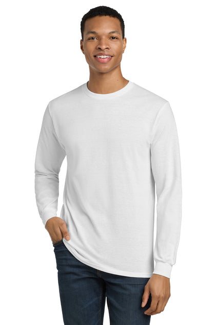 50 Cotton/50 Poly Long Sleeve T-Shirt White