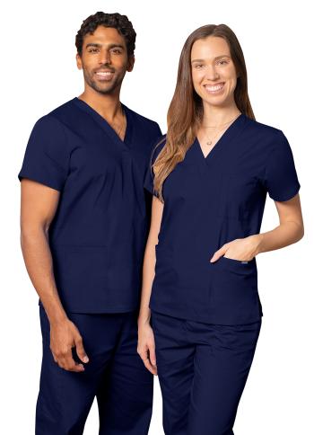 Adar Unisex V-Neck Tunic 3 Pocket Universal Collection Navy