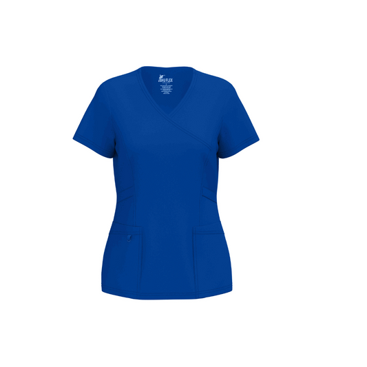 Flexxione  Unisex V-Neck Tunic 3 Pocket Scrub Top by Beverly Hills Royal Blue