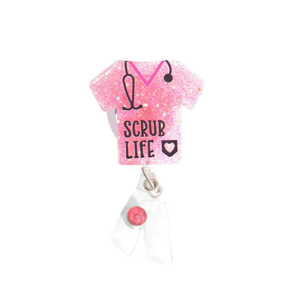 Glitterific Scrub Top Badge Reel