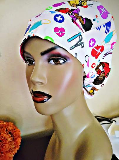 White  Satin-Lined Adjustable Bouffant or Surgical Cap