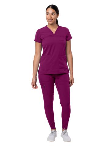 Adar Women's Movement Booster Jogger Scrub Set Pro Collection Wine