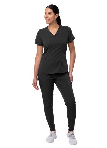 Adar Women's Modern Athletic Jogger Scrub Set Pro Collection Black