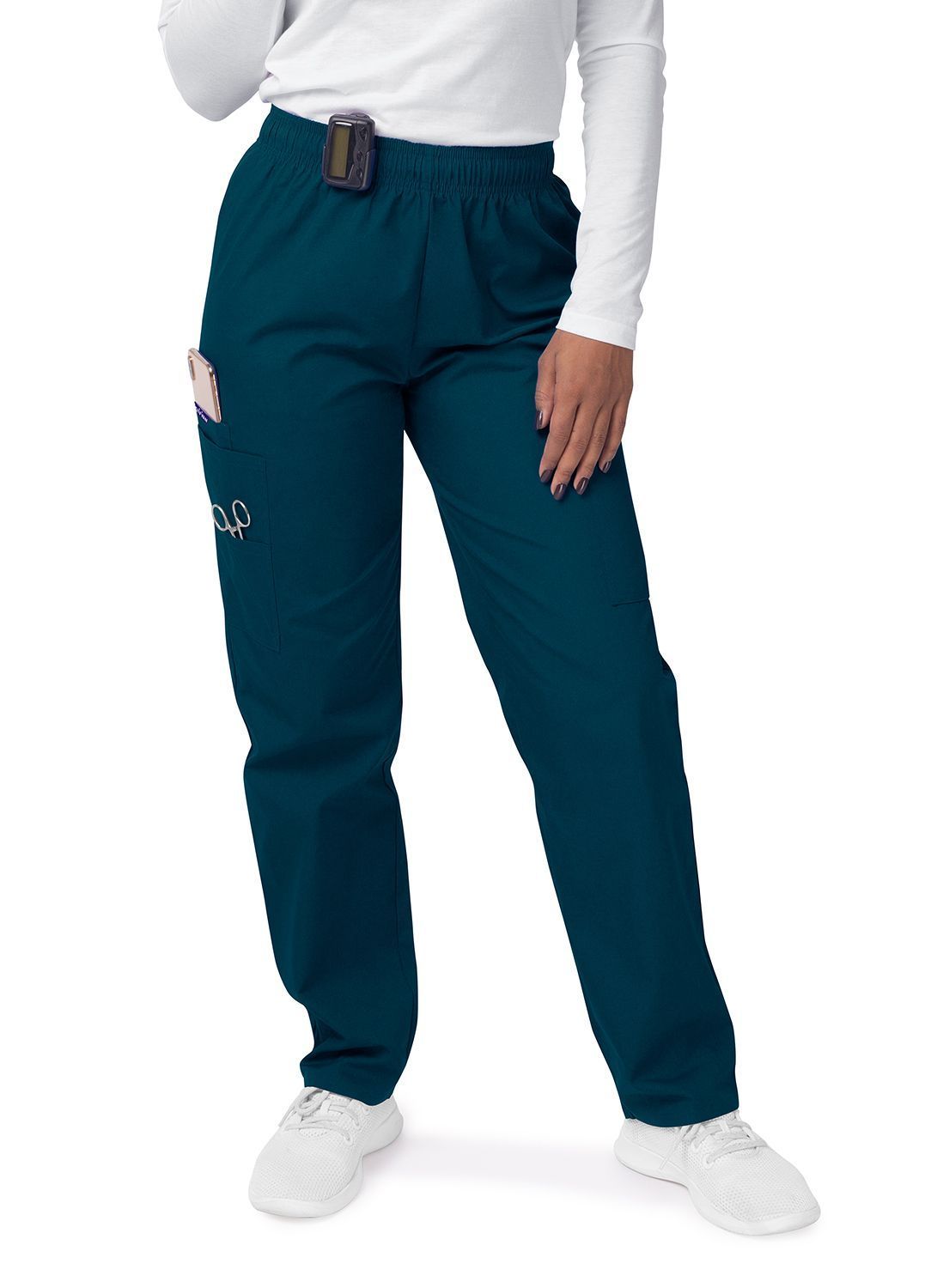 Adar Women's Mock Wrap Top/Cargo Pant Scrub Set