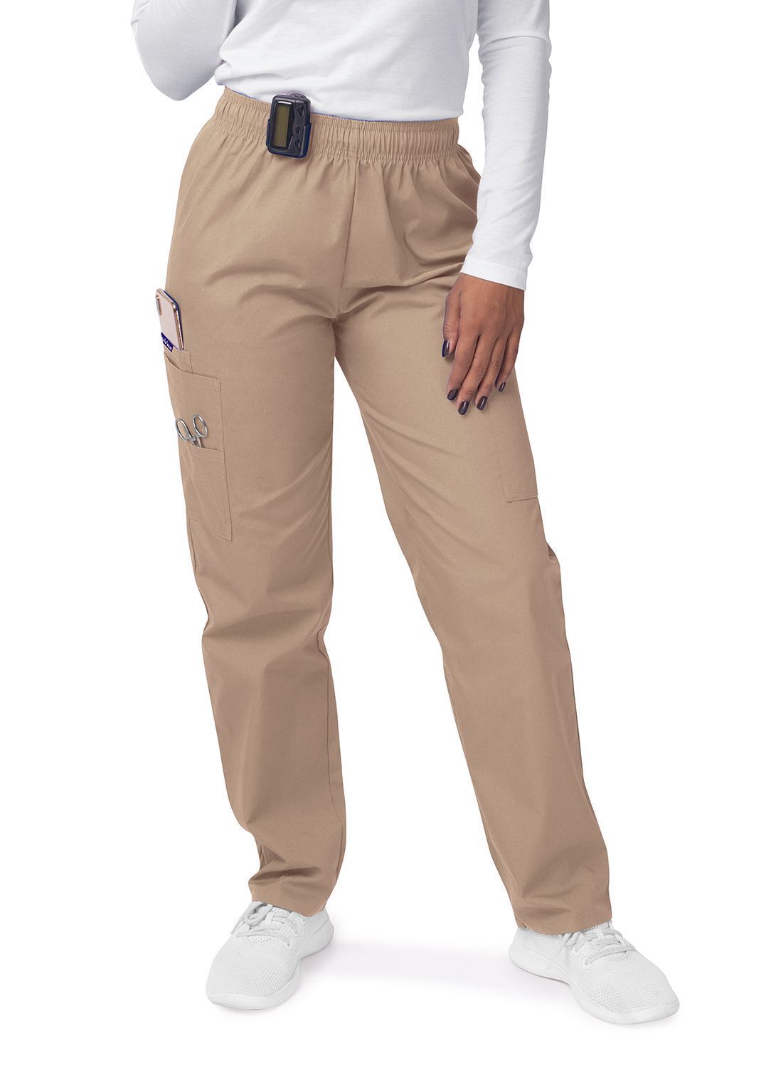 Adar Women's Mock Wrap Top/Cargo Pant Scrub Set