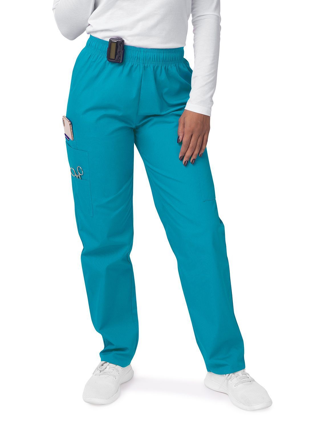 Adar Women's Mock Wrap Top/Cargo Pant Scrub Set