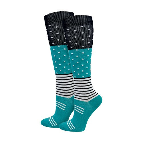 Think Medical Premium Compression Teal Dots & Stripes Fashion 10-14mmHg Socks