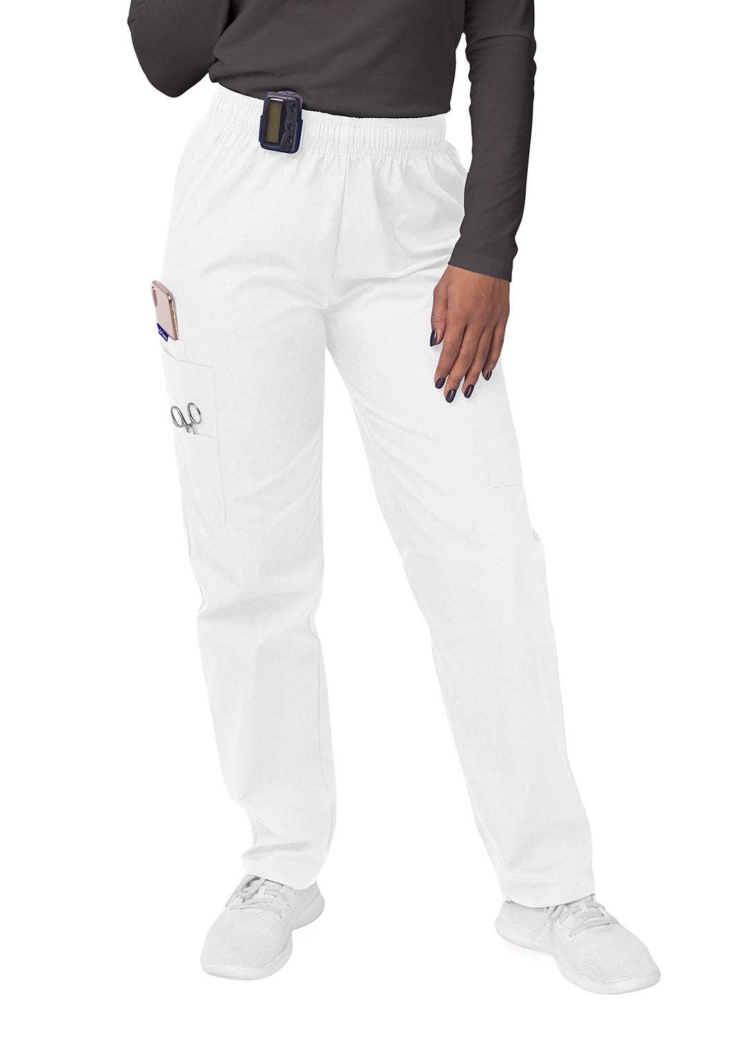 Adar Women's Mock Wrap Top/Cargo Pant Scrub Set